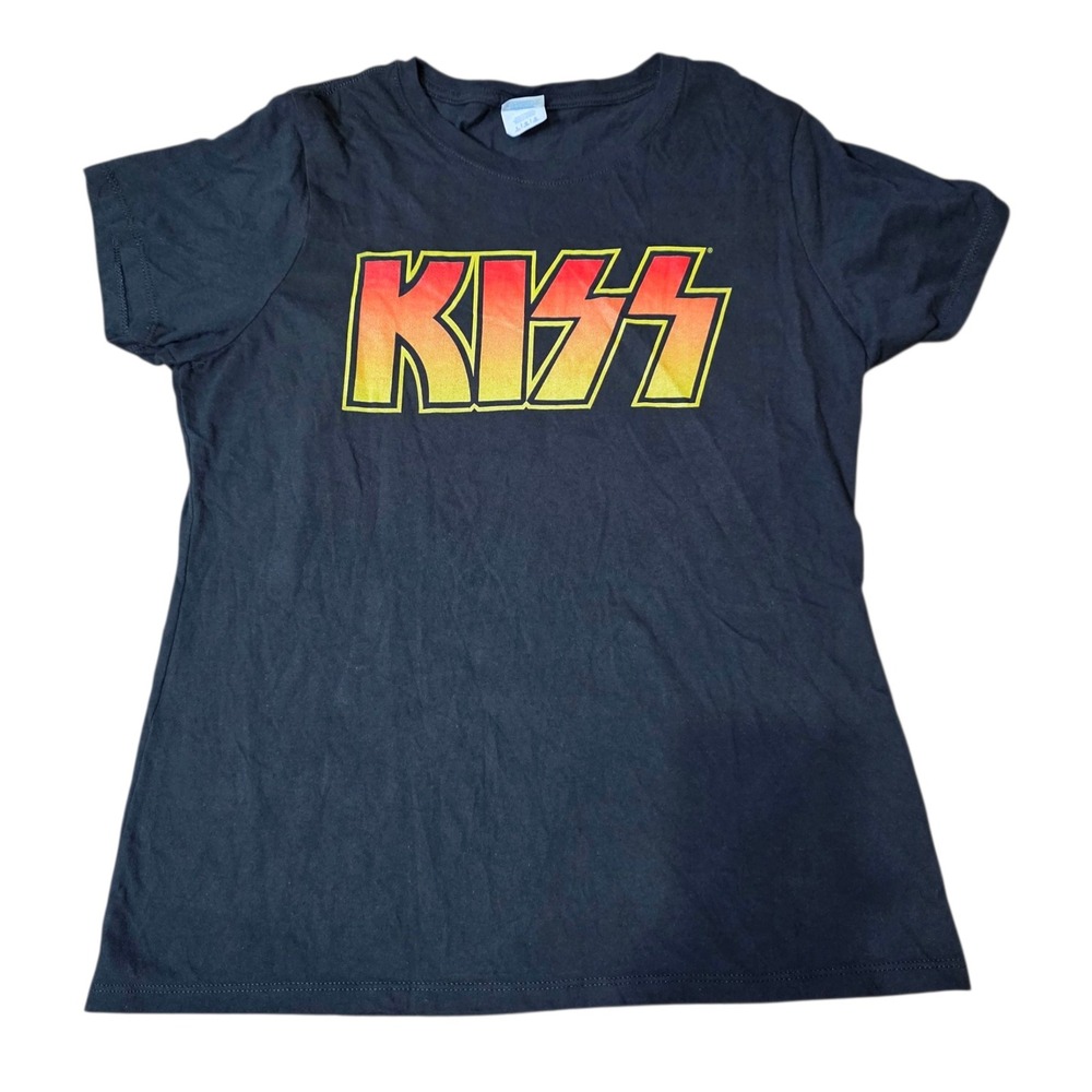KISS Band T Shirt Graphic‎ Tee Rock and Roll Music Black Short Sleeve Size L